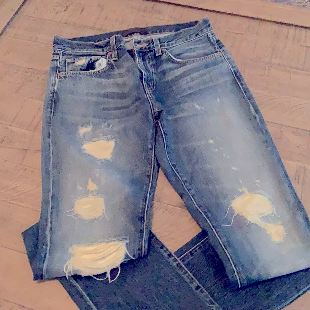 J Brand Tyler jeans 31x34 medium wash with some factory rips on legs & pockets